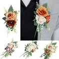 thumbnail image 2 of Delicate Wrist Flower Wristband Realistic Rose Boutonniere for Outdoor Weddings and Celebration Optional Color, 2 of 20