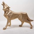 thumbnail image 2 of Estatuas abstractas de lobo hechas a mano, esculturas de resina animal, decoración moderna para el hogar, color dorado, 2 of 5