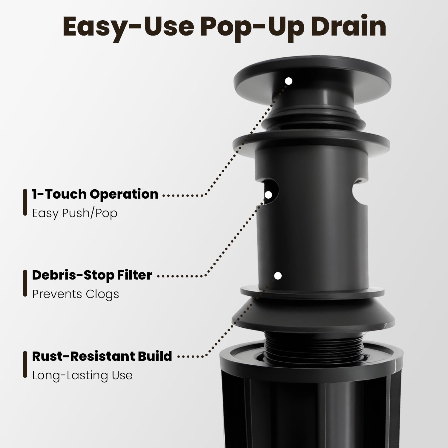 Inster 8 in. Widespread Waterfall Bathroom Faucet, Matte Black, 2-Handle 3-Hole with Pop-up Drain