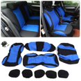 thumbnail image 4 of Car  Cover, Mesh Cloth + 2mm Sponge Easy To Clean 9Pcs/Set Practical Interior Accessory  Covers  for 5-Seats Car for Most Car Seats Blue + Black, 4 of 8