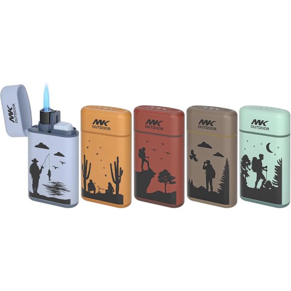 MK Rechargeable Butane Fuel Lighter, Windproof Torch Flame Design, Suitable for Candles, Barbecue, Camping and Daily Use (5 PCS)