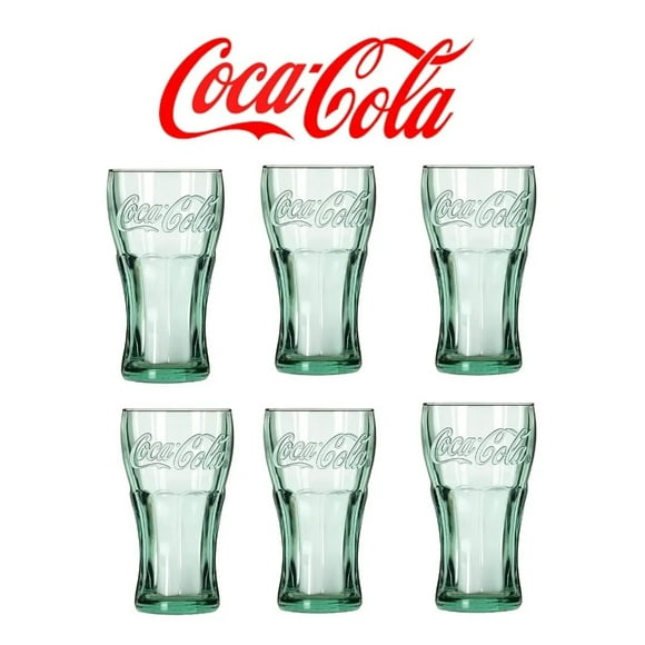 Juego de 6 Vasos de Vidrio Coca Cola 495 ml Libbey AJR Green Glass