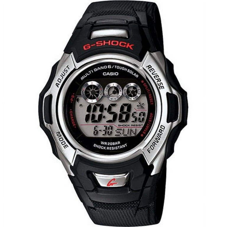 Casio Men s G Shock Solar Atomic Quartz Digital Watch with Black Resin Strap and Stainless Steel Case Walmart