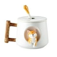 thumbnail image 1 of Fiudx Taza de Perro Shiba Inu, Adorable Taza de Cerámica 3D, Diseño de Cuchara y Tapa, Asa de Madera Única, Portavasos Versátil, Regalo para El Hogar y La Oficina, Fácil de Limpiar., 1 of 5