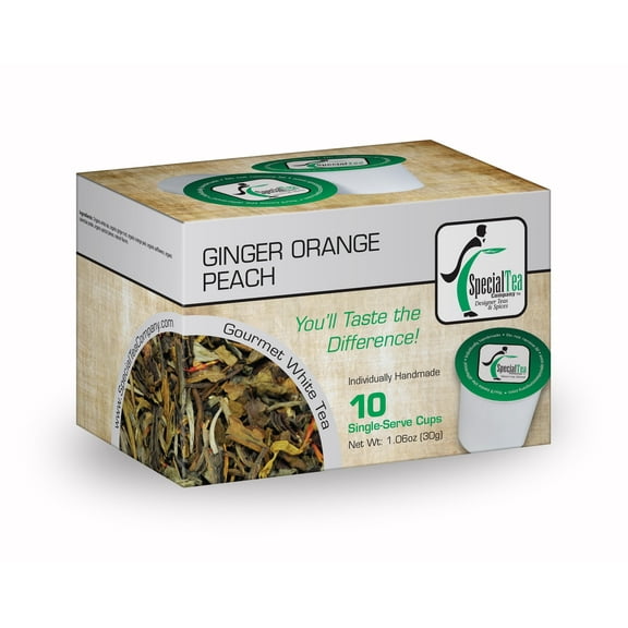 Special Tea Organic Ginger White Tea with Apple, Orange, Apricot Flavor Single Serve Cups