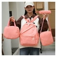 thumbnail image 4 of 4-Piece Backpack,Junior High School and High School Large Capacity Backpack Fashionable Solid Color Bag,Teenagers Back to School Backpack, 4 of 5