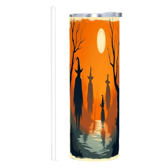Halloween-Themed 20 oz Stainless Steel Insulated Tumbler - Spooky Design with Lids & Straw - Perfect for Home Office & Travel