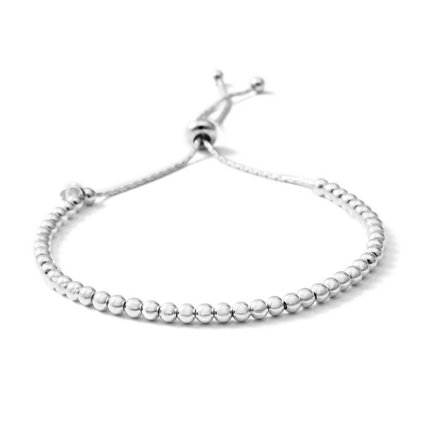 Shop LC Shop LC 925 Sterling Silver Adjustable Bolo Beaded Bracelet