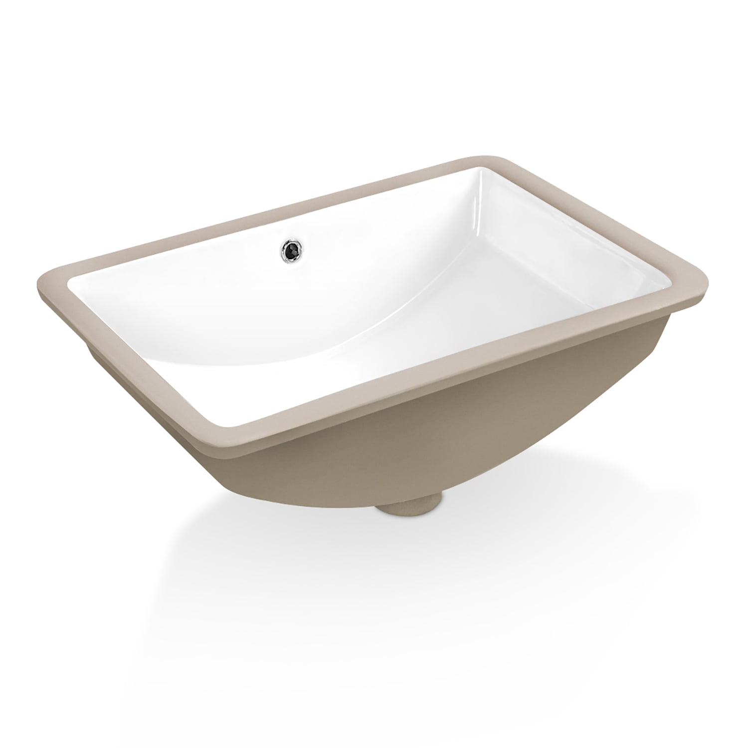 Sinber 21 Inches Undermount Rectangular Bathroom Sink with Overflow Ceramic White Finish C1312-OL