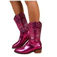 thumbnail image 5 of Mostsola Vintage Cowboy Boots for Women Low Heel Pointy Toe Trendy Embroidery Western Mid Calf Boots, 5 of 9
