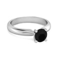 thumbnail image 2 of Solitaire 0.25 Cts Brilliant Cut Black Spinel 925 Sterling Silver Promise Women Valentines Day Gifts Ring, 2 of 3