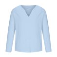 thumbnail image 4 of Mens Shirts Clearance Long Sleeve Casual Solid V-neck Pullover Breathable Shirt Blouse Light Blue L, 4 of 6