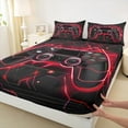 thumbnail image 3 of Feelyou 3D Video Gamepad Bed Sheets for Kids, Modern Gaming Gamer Player King Sheets, Red Neon Honeycomb Sheet Set, Breathable Home Decor, 4pcs, 3 of 7
