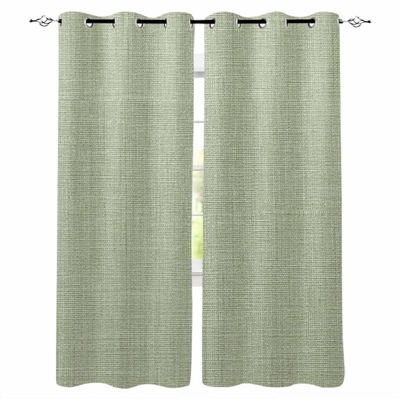 Sage Green Burlap Texture Blackout Curtains for Bedroom Living Room Darkening Curtains 63 Inches Long Farmhouse Vintage Sage Green Window Curtain 2 Panels Set Window Treatment Grommet Drapes 52"x63"