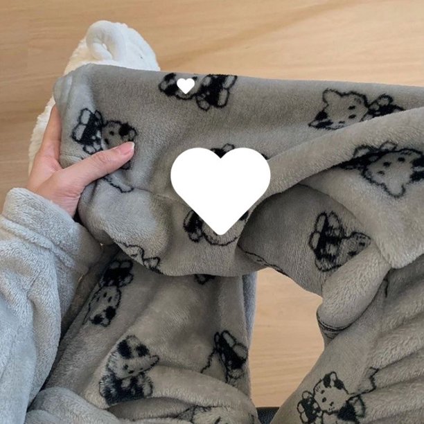 Large Size 40.00 kg-150.00 kg Wearing Autumn and Winter Flannel Cute Hello Kitty Pajama Pants Women's Dormitory Warm Home Pants