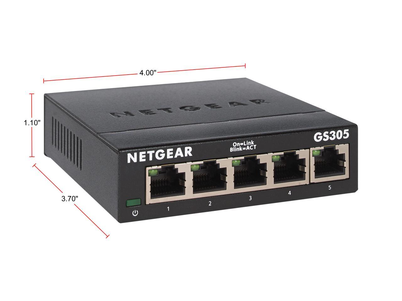 NETGEAR 5-Port Gigabit Ethernet Unmanaged Switch (GS305) - Desktop, Sturdy Metal Fanless Housing - image 2 of 5