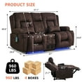 thumbnail image 2 of Power Reclining Loveseat Sofa with Massage, Heat & LED Lights, Bluetooth Speakers, USB Chargers, and Cup Holder Console for Home Theater, Brown Velvet, 2 of 9