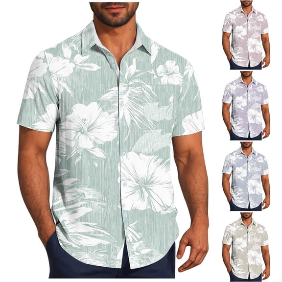 RYDCOT Hawaiian Shirt for Men Tropical Shirts Summer Beach Button Down Short Sleeve Luau Aloha Floral Cruise Vacation Outfit Yellow