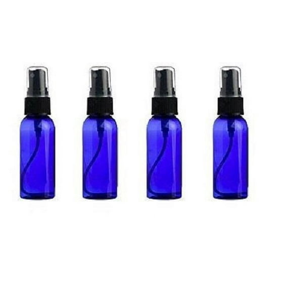4 - 1oz Cobalt Blue Glass Bottles with Black Mist Sprayer