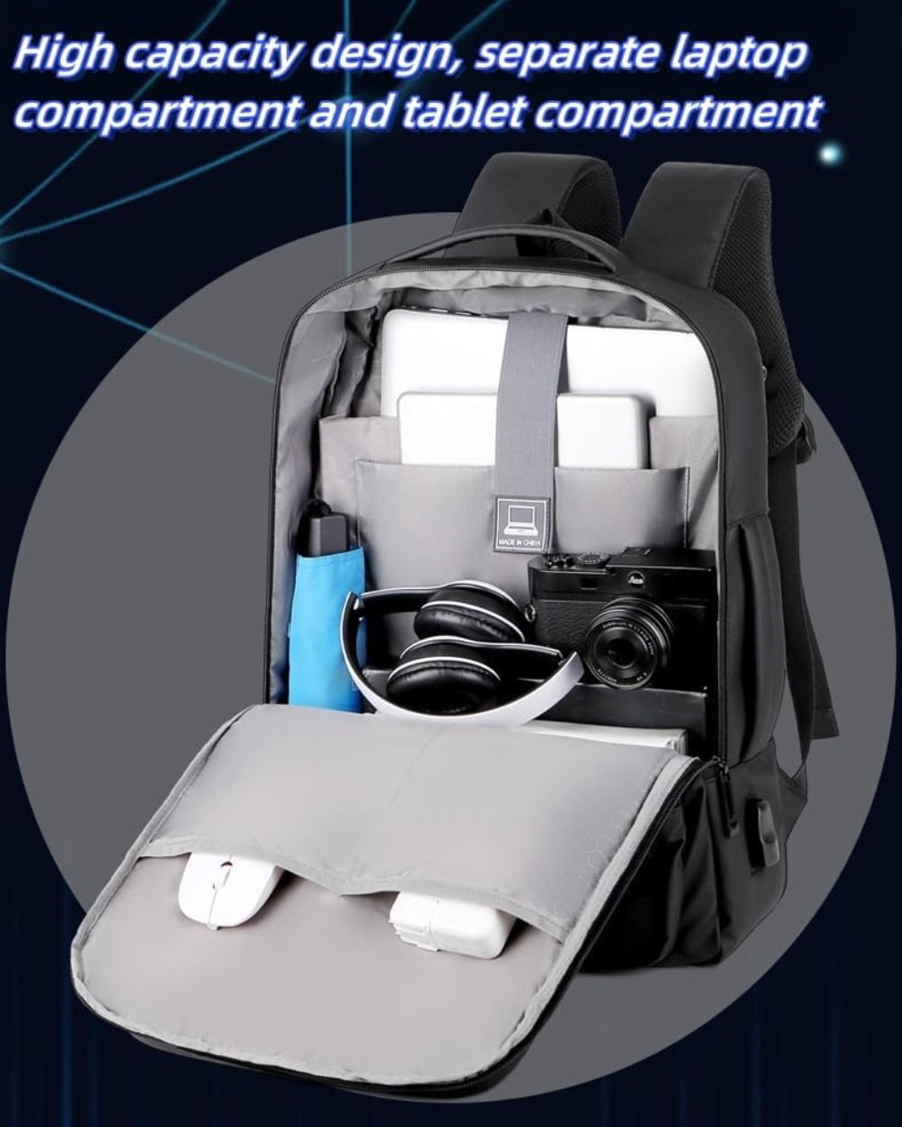 AIGIA 15.6 Inch Business Laptop Backpack Anti Theft Laptops Backpack with USB Charging Port Water Resistant Travel Backpack Computer Bag Gifts for Men
