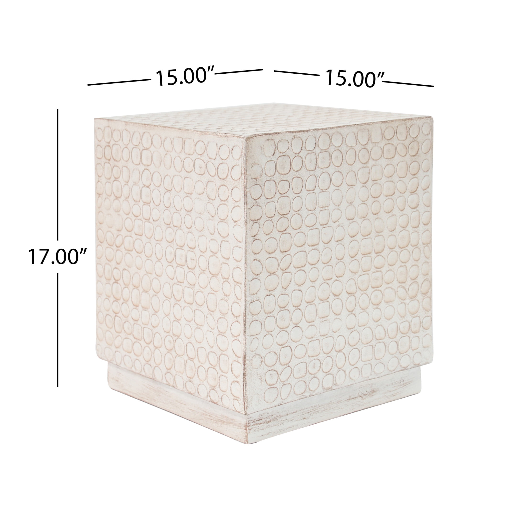 Christopher Knight Home Outdoor 15" Accent Side Table, Fluted Cube Patio Coffee Table, Antique Brown