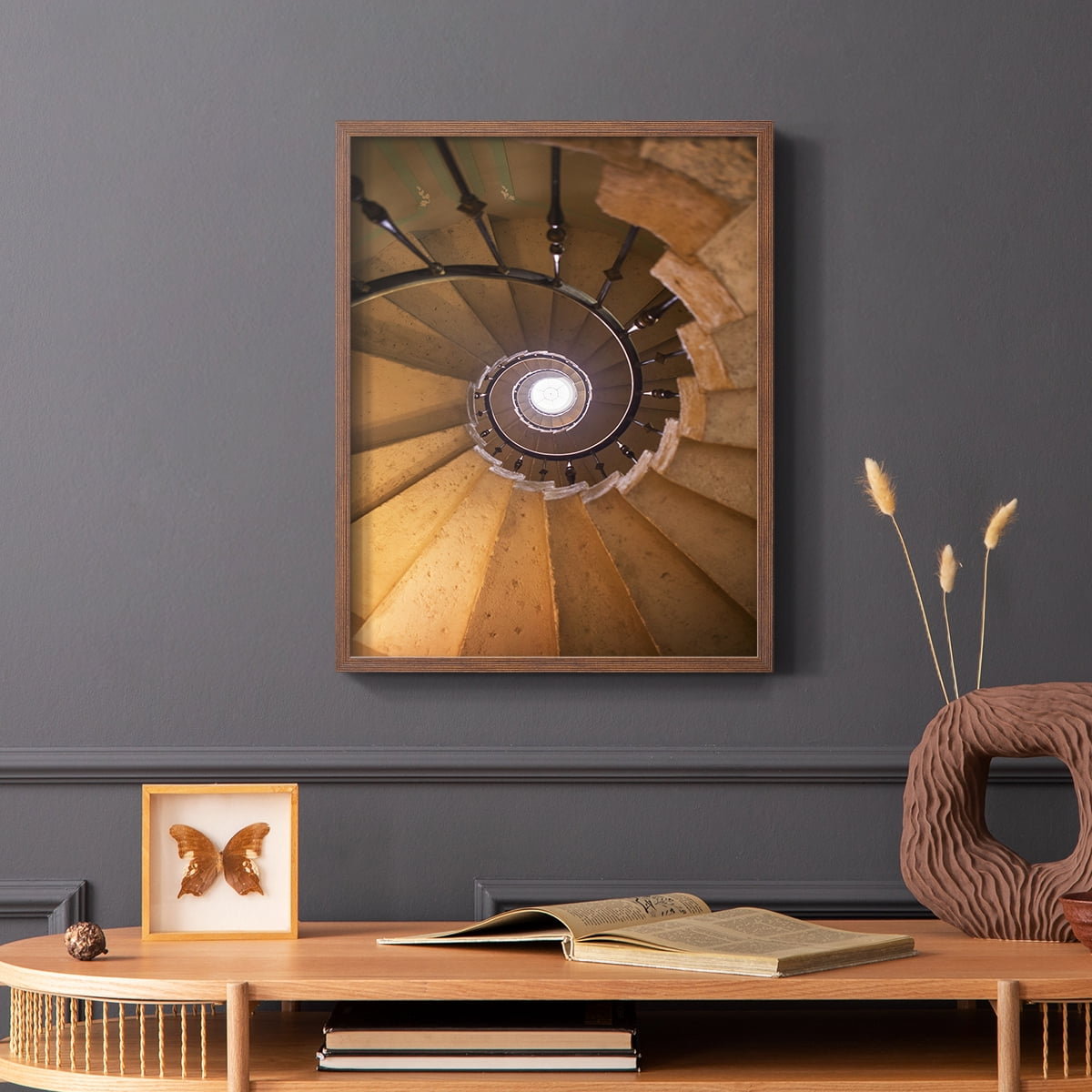 Spiraling II Framed Print in Brown Solid Wood Framed Print No Nail Hanging