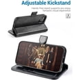 thumbnail image 4 of iPhone 13 Pro Case, PU Leather iPhone 13 Pro 5G Case[Card Holder][Kickstand] [TPU Inner Shell][RFID Blocking] Flip Phone Cover Compatible for 6.1 Inch iPhone 13 Pro -Black - 3 Rear Cameras (Black), 4 of 7