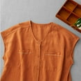 thumbnail image 5 of UVEASISHA Cotton Linen Vest for Women Sleeveless V Neck Button Down Cardigan Baggy Summer Casual Vacation Clothes Orange XL, 5 of 7