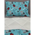 thumbnail image 3 of Ladybug Comforter & Sham Bedding Set, Insects Along Geometric Triangles in Scandinavian Style Tree Branches, 3 pcs Duvet Set Microfiber Filling Quilt, 5 Sizes, Sky Blue Charcoal Grey, by Ambesonne, 3 of 4