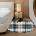 thumbnail image 3 of Round Area Rug 3 Ft, Blue Brown Plaid Washable Non-Slip Circle Carpet for Living Room/Bedroom, Vintage Abstract Stripes Lattice Low-Profile Small Floor Mats Collection Rugs for Indoor, 3 of 7