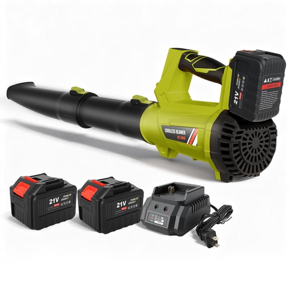21V Cordless Leaf Blower, 650CFM / 280MPH High-Velocity Leaf Blower with 2×6.0Ah Batteries & Fast Charger, 6-Speed Adjustment and LCD Display, for Patios Driveways Snow Leaves Clearing