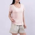thumbnail image 5 of Olyvenn Women's Short Sleeve Cotton Scoop Neck Tee Summer Casual Solid T-Shirt Comfyable Breathable Modal Tops Pink L, 5 of 5