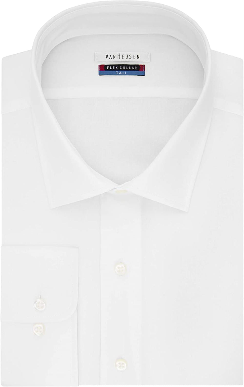 Van Heusen Mens Classic-Fit Twill Textured Spread-Collar Dress Shirt White