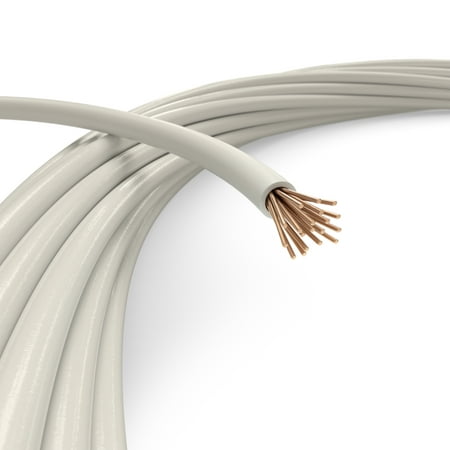 25 Feet (7.5 Meter) - Insulated Stranded Copper THHN / THWN Wire - 10 AWG Wire is Made in the USA Residential Commercial Industrial Grounding Electrical rated for 600 Volts - In White