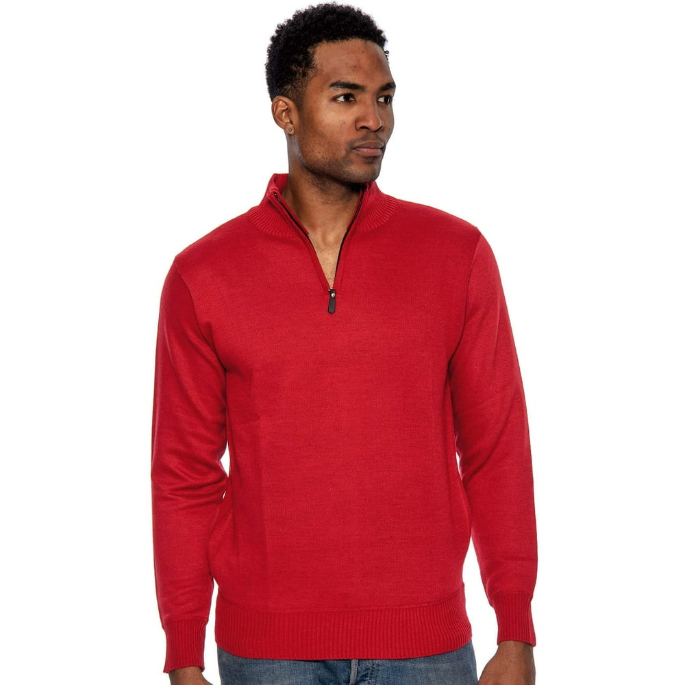 True Rock - True Rock Men's Super Quarter Zip Mock Sweater (Red, Small ...