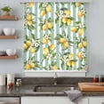 thumbnail image 5 of Yellow Lemon Sheer Curtains 54 Inches Long, Spring Botanical Floral Leaves Aqua Stripes Light Filering Curtains, Breathable Simi Curtain Privacy Drapes for Kitchen Bathroom Small Window Treatment, 5 of 9