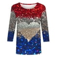 thumbnail image 4 of Sijiajgjfu 3/4 Sleeve Sequin Shirts for Women Plus Size 4th of July American Flag Graphic Tee Blouses Multicolor XL, 4 of 5