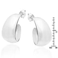 thumbnail image 3 of Trendy Crescent Moon Half Hoop .925 Sterling Silver Post Earrings, 3 of 4