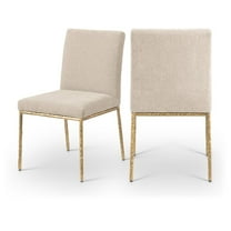 Meridian Furniture Reeves Beige Chenille Fabric Dining Side Chair (Set of 2)
