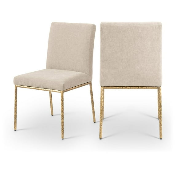 Meridian Furniture Reeves Beige Chenille Fabric Dining Side Chair (Set of 2)