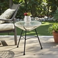 thumbnail image 2 of Tcbosik Outdoor Side Table with Glass Top, 17.7 Inch Round End Table with Metal Legs for Patio, Garden, Lawn, White, 2 of 9