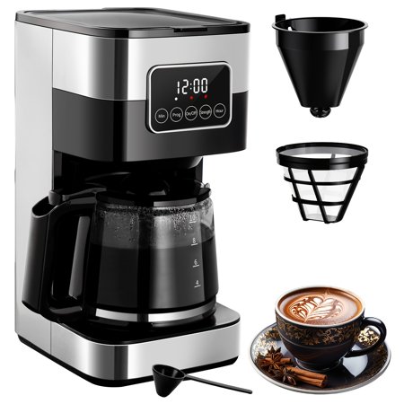 10-Cup Programmable Drip Coffee Machine Featuring a Touch-Screen Pause & Serve Function Made of Stainless Steel in Black Color