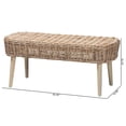 thumbnail image 2 of Pemberly Row Natural Kubu Rattan and Gray Acacia Wood Oval Accent Bench, 2 of 9
