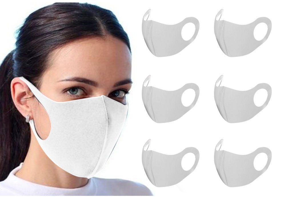 Cloth Face Mask Reuseable Washable White (6 Pack)