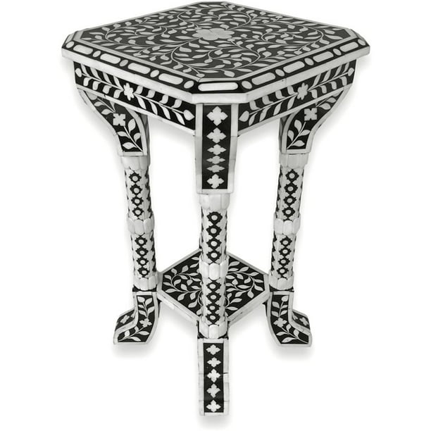 Favors Handicraft Fl Bone Inlay, Black And White Bone Inlay Side Table