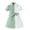 Green1, variant on yillto Kids Girls Cotton Dress Formal Short Sleeve V Neck Pleated School Uniform Dresses with Belt