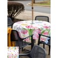 thumbnail image 6 of Square Outdoor Tablecloth with Umbrella Hole Pink Spring Floral Easter Outside Table Cloth Waterproof Patio Table Cover Pastoral Tulip Flower Zipper Tablecloths for Picnic Party Camping 60x60 Inch, 6 of 8