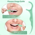 thumbnail image 6 of ACDANC Floss Picks 200 Count Portable Dental Floss Sticks for Teeth Cleaning Dual Function Disposable Dental Floss Picks Comfortable Ergonomic Handle Tooth Picks Flossers 4 Travel Cases Green, 6 of 8