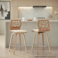 thumbnail image 2 of Folia Mid-Century Modern Counter Stool In Zebra Wood And Cream Faux Leather - Set Of 2, 2 of 8