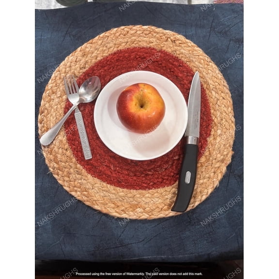 NAKSHRUGS Boho Chic Natural Jute Round Table Place Mats 1-Count 13 Inch